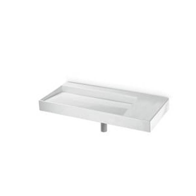 AeT Italia P35  Rectangular Wall-Hung Washbasin With Overflow, Washbasin With Countertop On Right Side With Predisposition For Single Hole. - White Glossy
