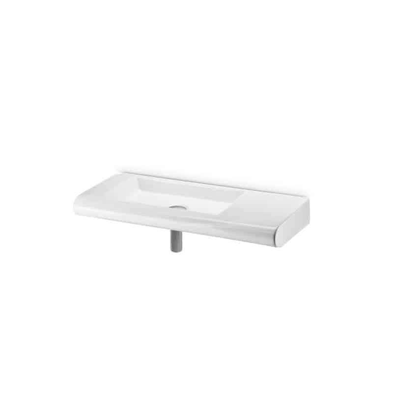 AeT Italia Curvet - Wall Hung Vessel Sink, Right Hand, No Hole - White Glossy