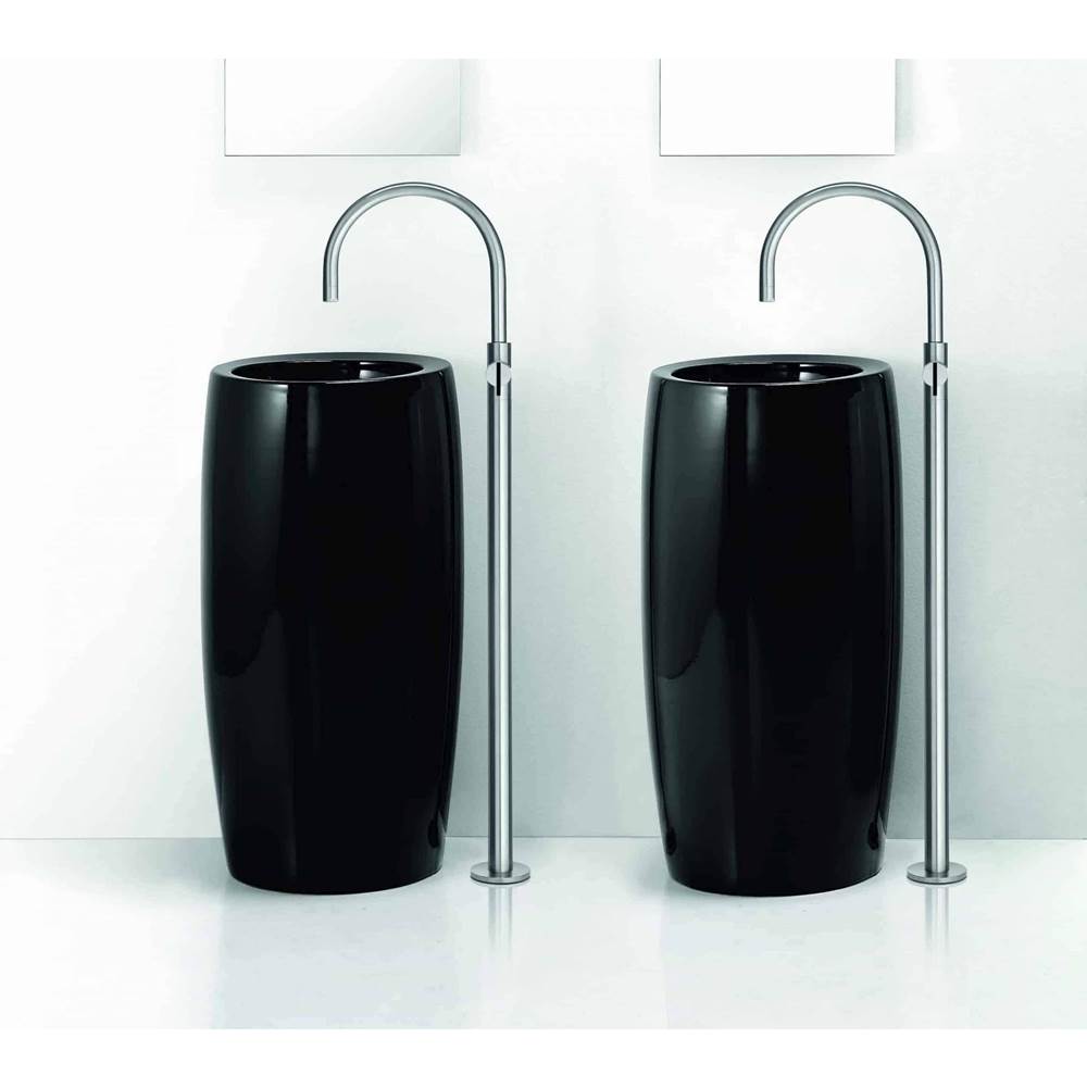 AeT Italia Totem One - Freestanding Washbasin/Wall Drain With Tap Hole - Black Brilliant.