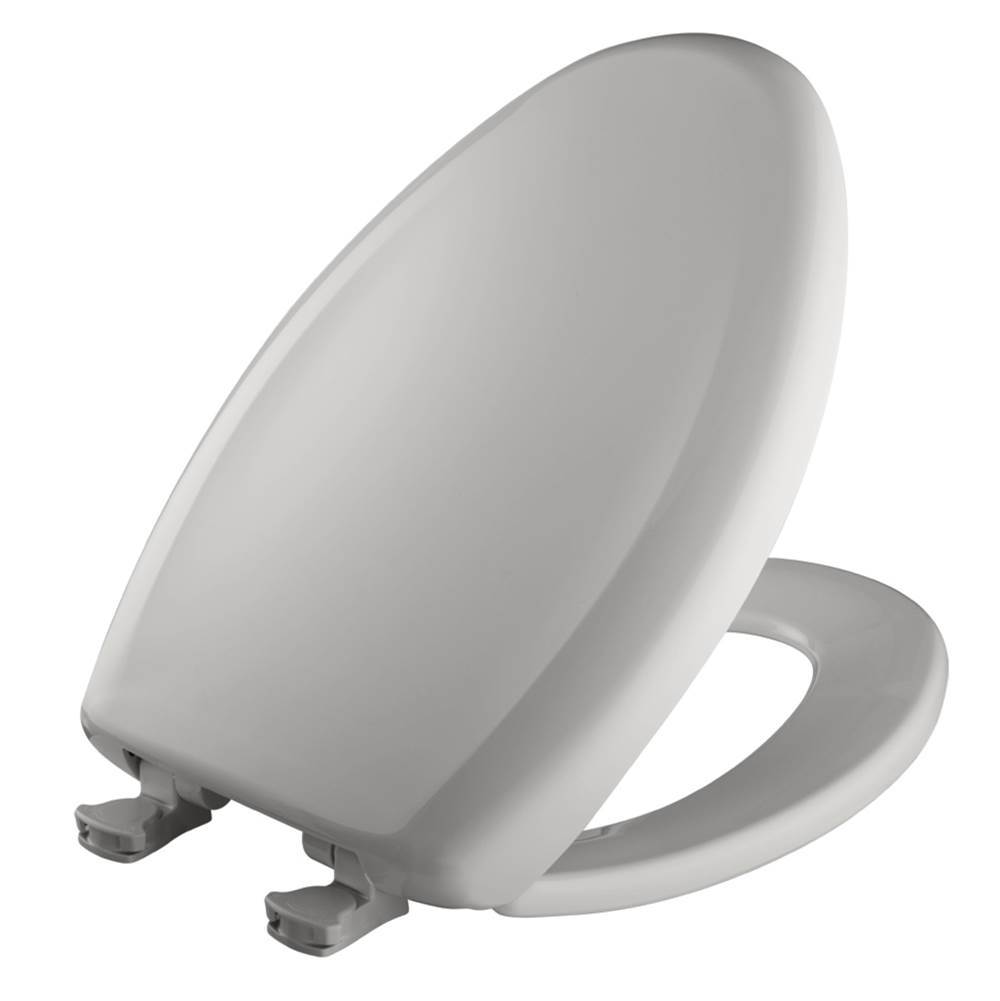 Bemis Elongated Plastic Toilet Seat in Silver with STA-TITE Seat Fastening System, Easy-Clean and Change and Whisper-Close Hinge