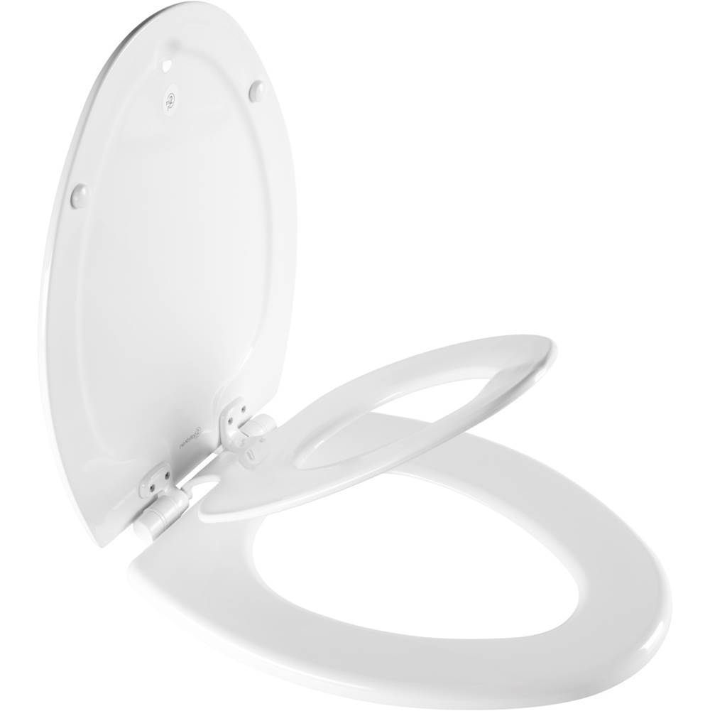 Bemis NextStep2 Child/Adult Elongated Toilet Seat in White with STA-TITE Seat Fastening System, Easy-Clean and Whisper-Close