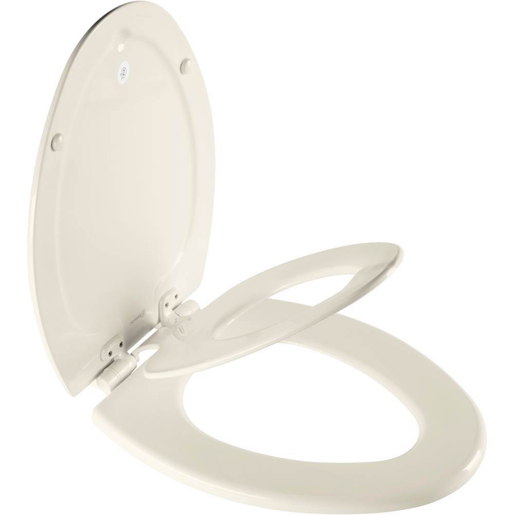 Bemis NextStep2 Child/Adult Elongated Toilet Seat in Biscuit with STA-TITE Seat Fastening System, Easy-Clean and Whisper-Close