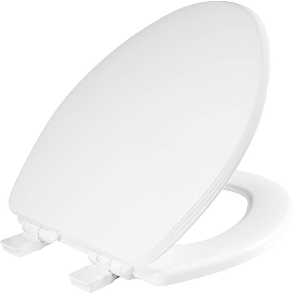 Bemis Ashland Elongated Enameled Wood Toilet Seat in White with STA-TITE, Easy-Clean, Whisper-Close and Precision Seat Fit Adjustable Hinge