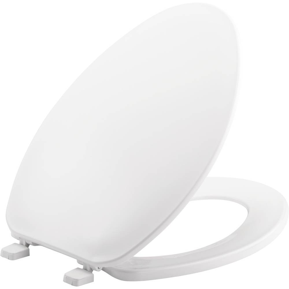 Bemis Elongated Plastic Toilet Seat in White with Top-Tite Hinge