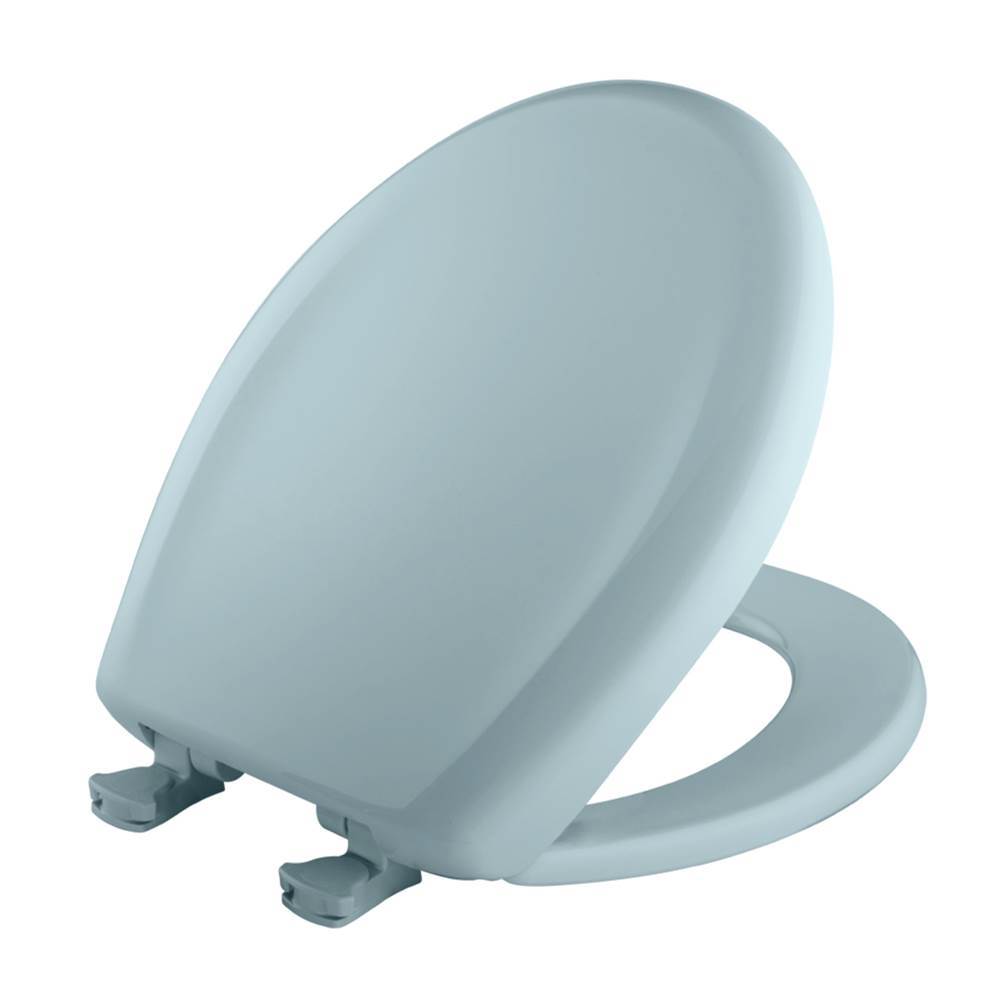 Bemis Round Plastic Toilet Seat in Heron Blue with STA-TITE Seat Fastening System, Easy-Clean and Change and Whisper-Close Hinge
