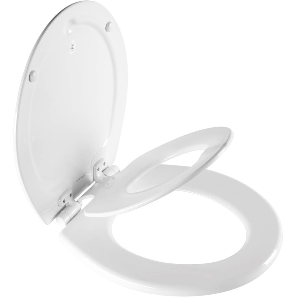 Bemis NextStep2 Child/Adult Round Toilet Seat in White with STA-TITE Seat Fastening System, Easy-Clean and Whisper-Close