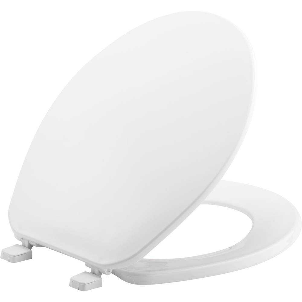 Bemis Round Plastic Toilet Seat in White with Top-Tite Hinge