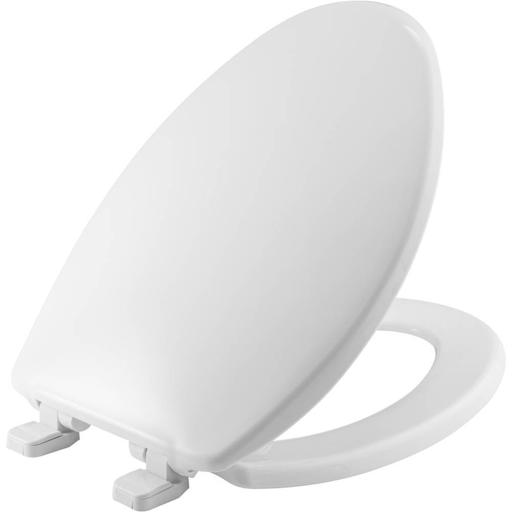 Bemis Elongated Hospitality Plastic Toilet Seat in White with STA-TITE Seat Fastening System and Whisper-Close Hinge
