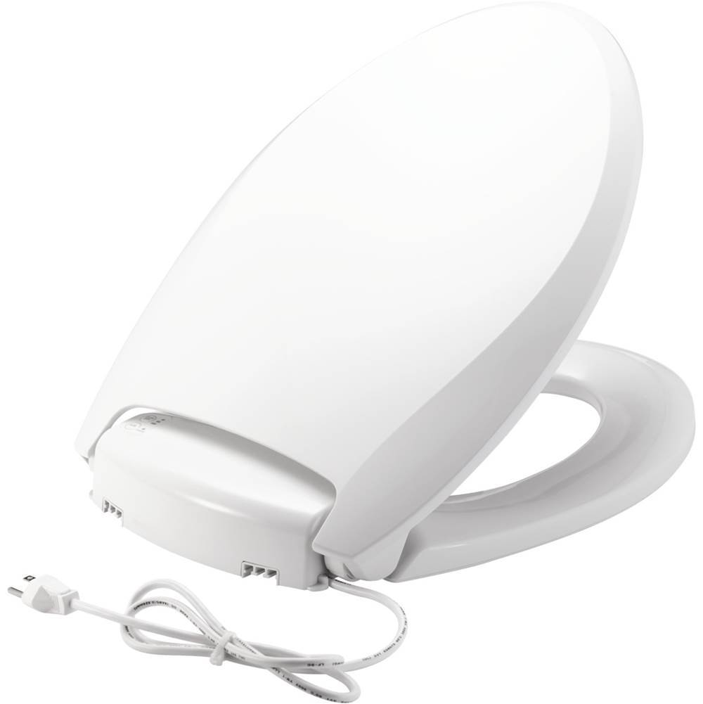 Bemis Radiance Elongated Plastic Toilet Seat in White with Adjustable Heat, iLumalight, STA-TITE Seat Fastening System and Whisper-Close