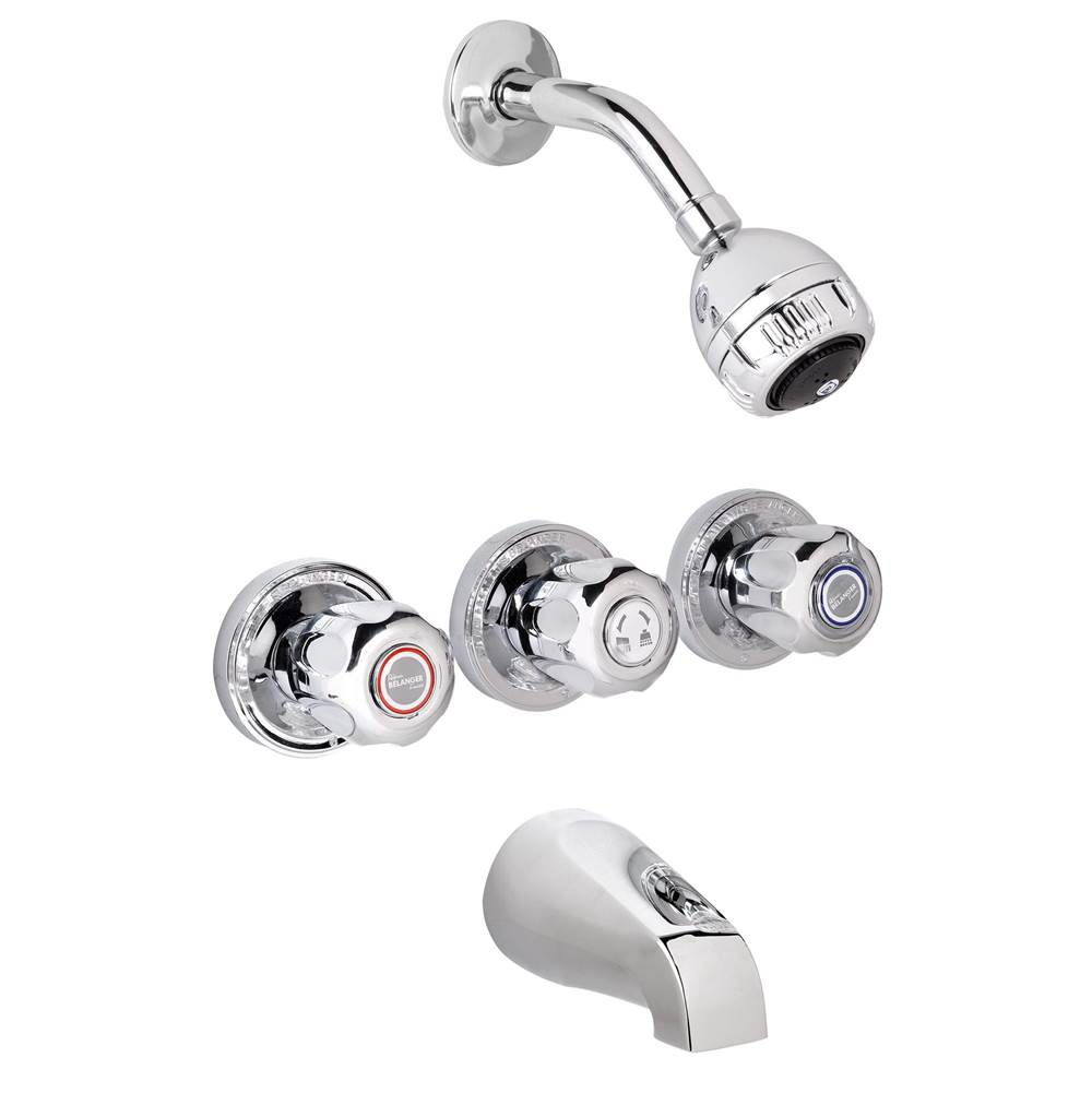 Belanger 3 Handle Tub/Shower Faucet Trim w/Spout & Showerhead  - Valve Required