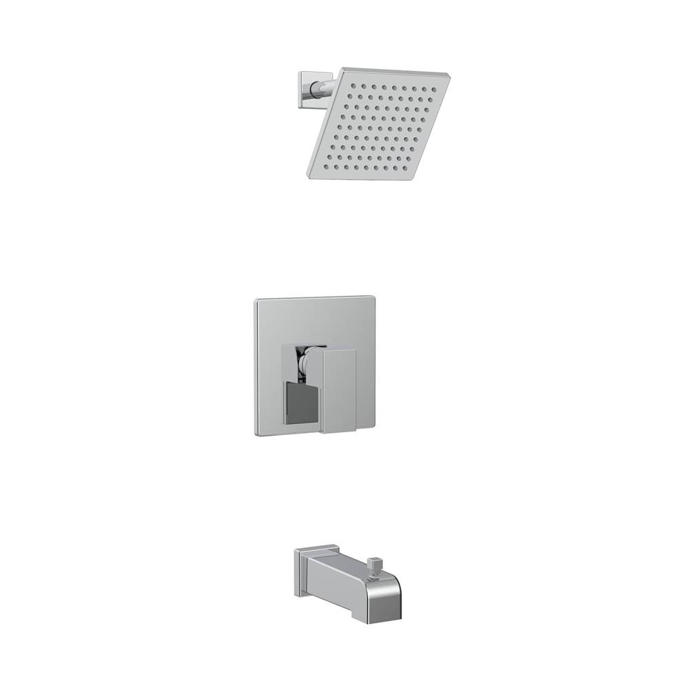 Belanger AXO Tub/Shower Faucet Trim Kit w/PB Thermo Valve Trim, Diverter Spout & WM Rain Shower Head  - Valve Required