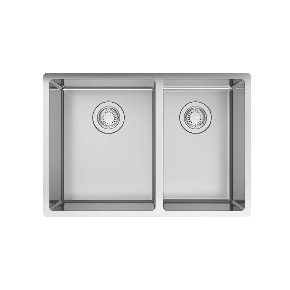 Franke Residential Canada Cube 25.65-in. x 17.7-in. 18 Gauge Stainless Steel Undermount Double Bowl Kitchen Sink - CUX160-24-CA