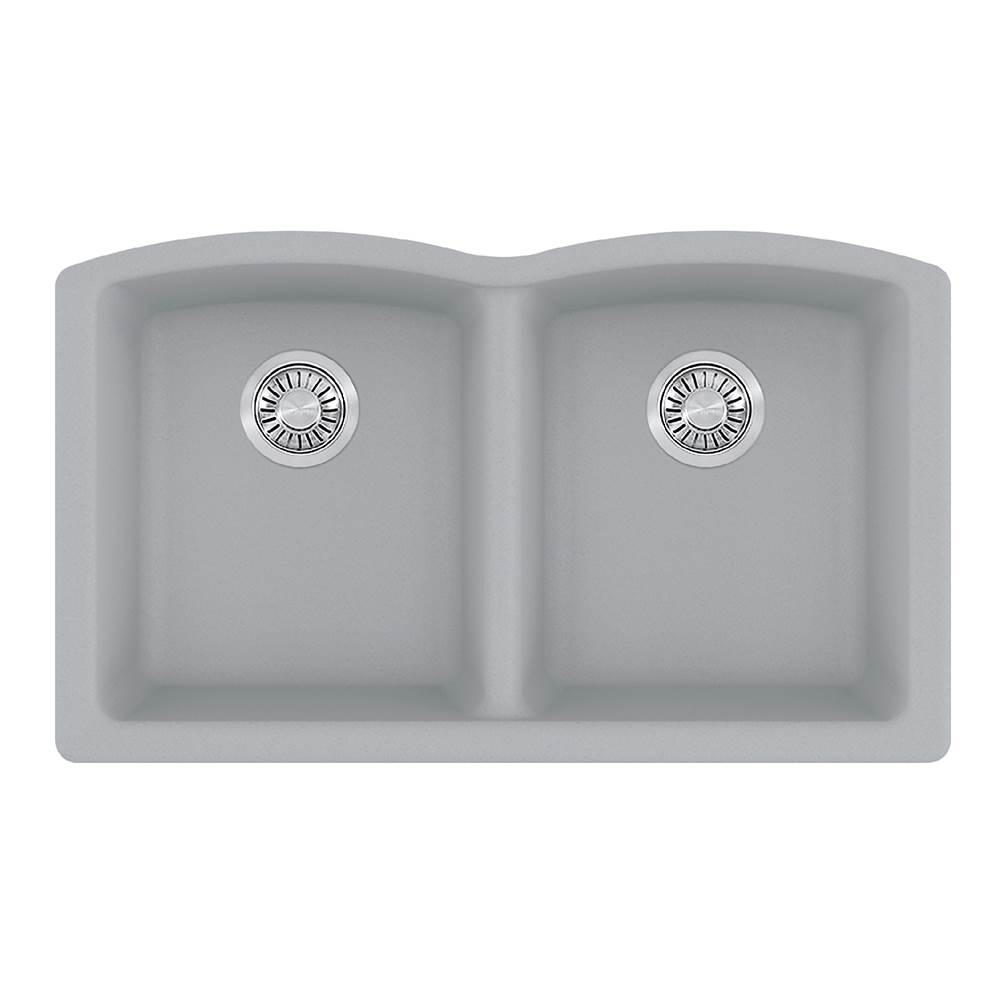 Franke Residential Canada Ellipse 33.0-in. x 19.7-in. Stone Grey Granite Undermount Double Bowl Kitchen Sink - ELG120OSHG-CA