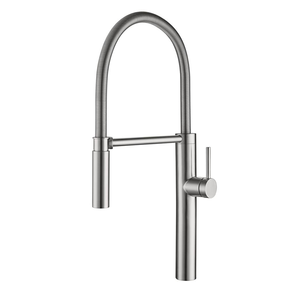 Franke Residential Canada Pescara 16.5-inch Single Handle Semi-Pro Kitchen Faucet with Magnetic Sprayer Dock in Stainless Steel, PES-SP-304