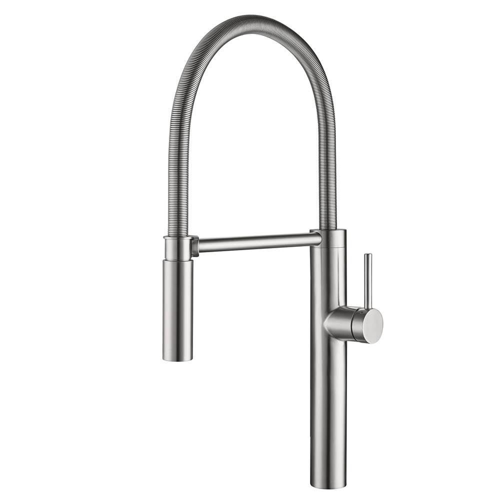 Franke Residential Canada Pescara 22-inch Single Handle Semi-Pro Kitchen Faucet with Magnetic Sprayer Dock in Stainless Steel, PES-SPX-304