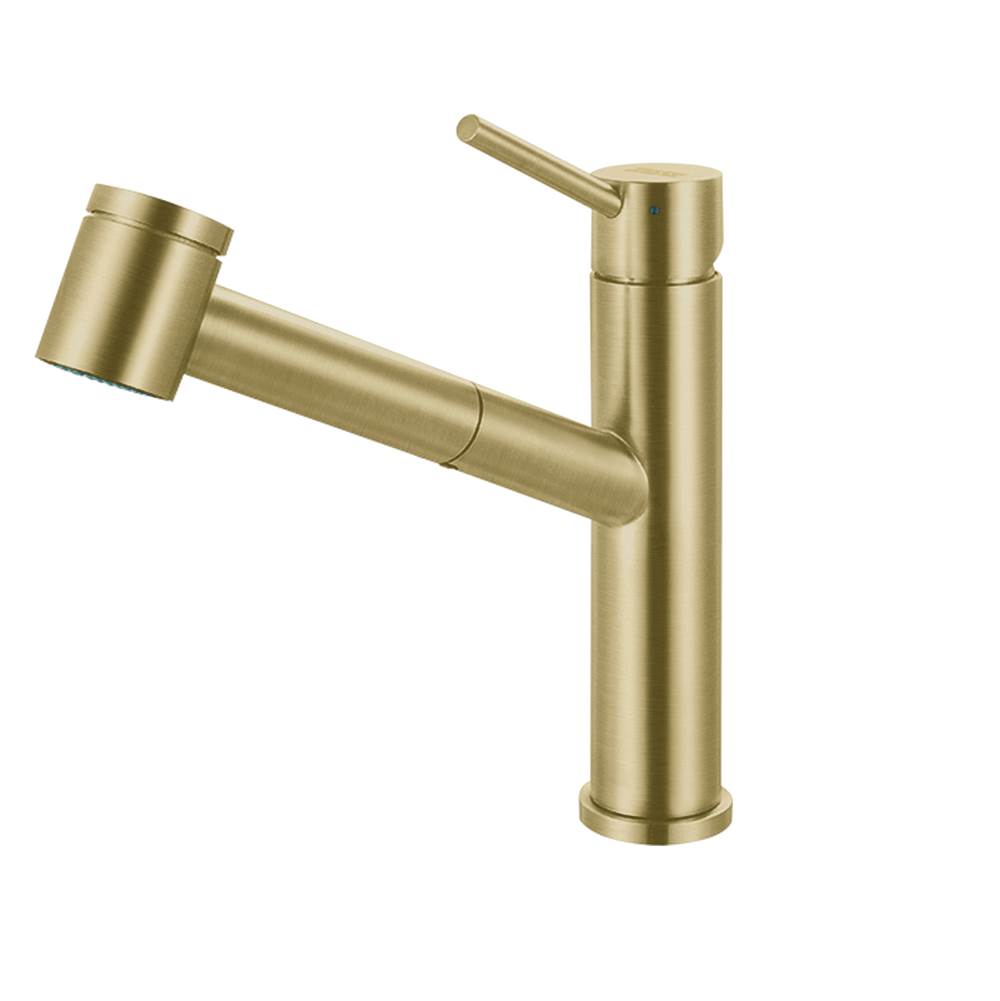 Franke Residential Canada Steel 9-in Single Handle Pull-Out Kitchen Faucet in Gold, STL-PO-IBK
