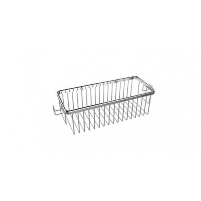 Kartners Bath & Shower Baskets - Single Wire Basket with Hooks-Brushed Nickel