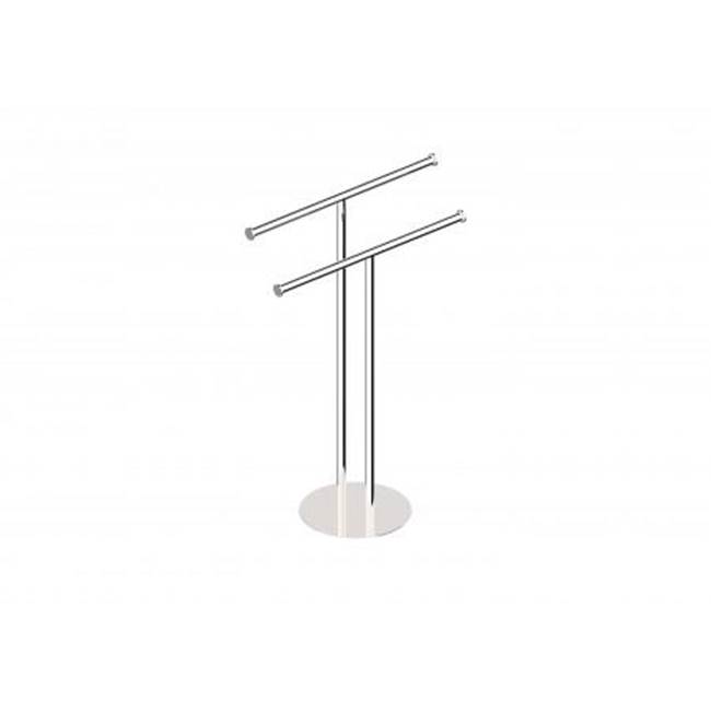 Kartners Free Standing - Double Rail Round Center Post-Brushed Bronze