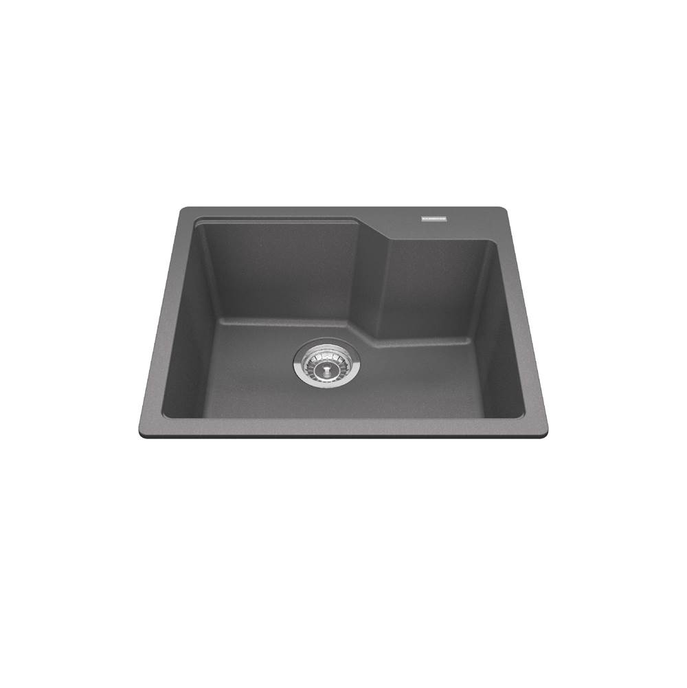 Kindred Canada Granite Series 22.06-in LR x 19.69-in FB Drop In Single Bowl Granite Kitchen Sink in Stone Grey