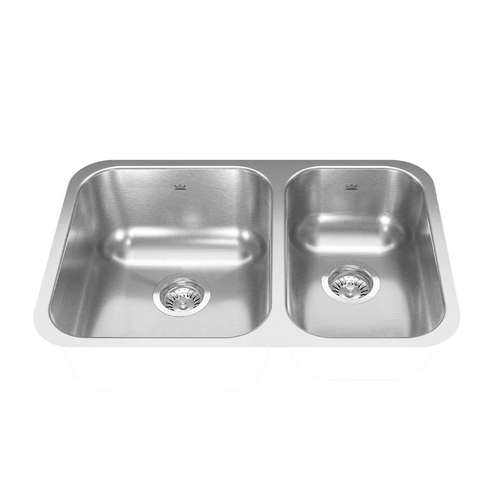 Kindred Canada Reginox 26.88-in LR x 17.75-in FB Undermount Double Bowl Stainless Steel Kitchen Sink