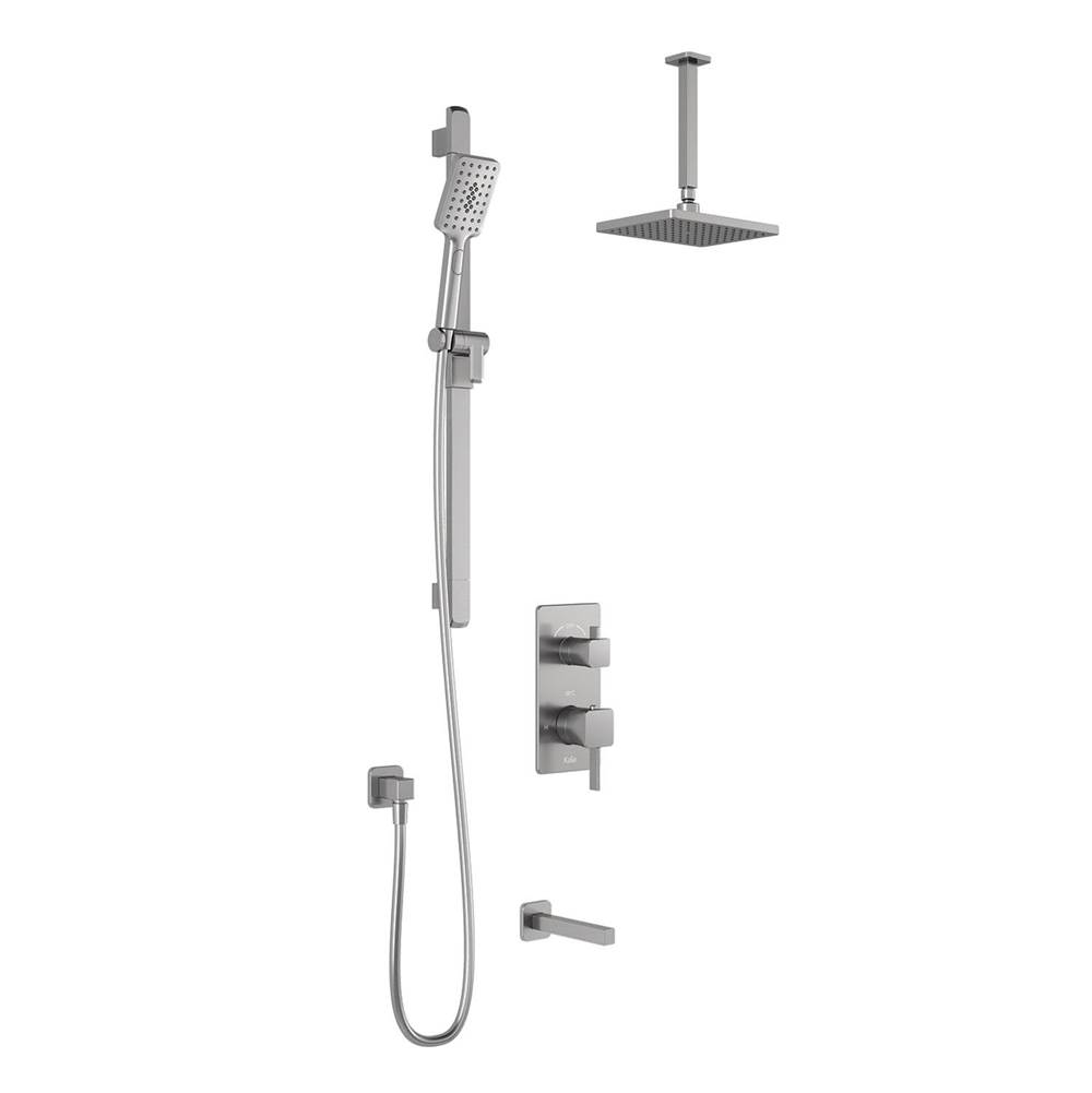 Kalia SquareOne™ TD3 (Valve Not Included) AQUATONIK™ T/P with Diverter Shower System with Vertical Ceiling Arm Pure Nickel PVD