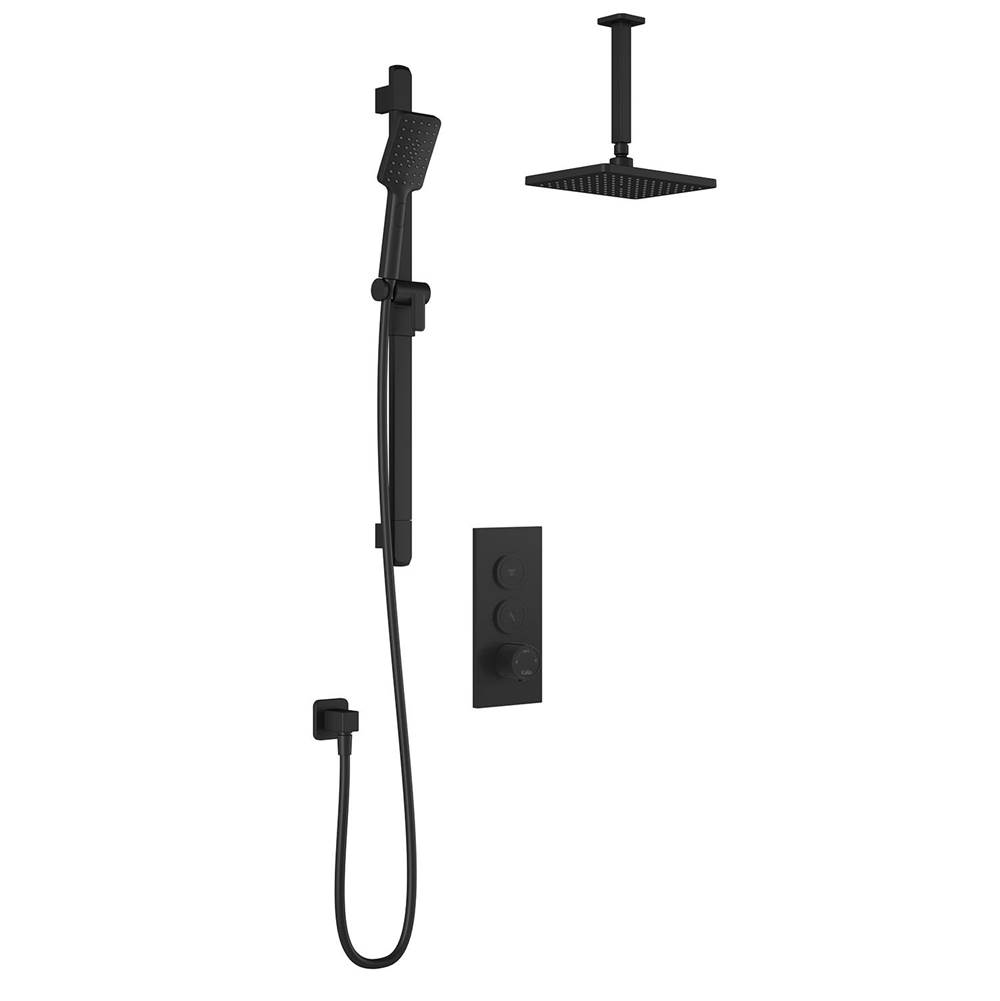 Kalia MOROKA™ TB2 (Valve Not Included) AQUATONIK™ T/P Push-Button Shower System with Vertical Ceiling Arm Matte Black