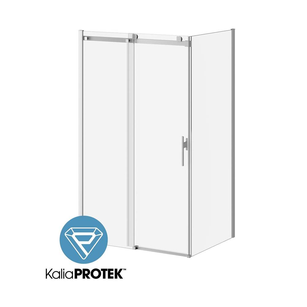 Kalia KONCEPT EVO with KaliaProtek™ 48''x77'' Sliding Shower Door Duraclean Glass with Film 36''x77'' Duraclean Glass Return Panel for Corner Installation (Right Opening) Chrome