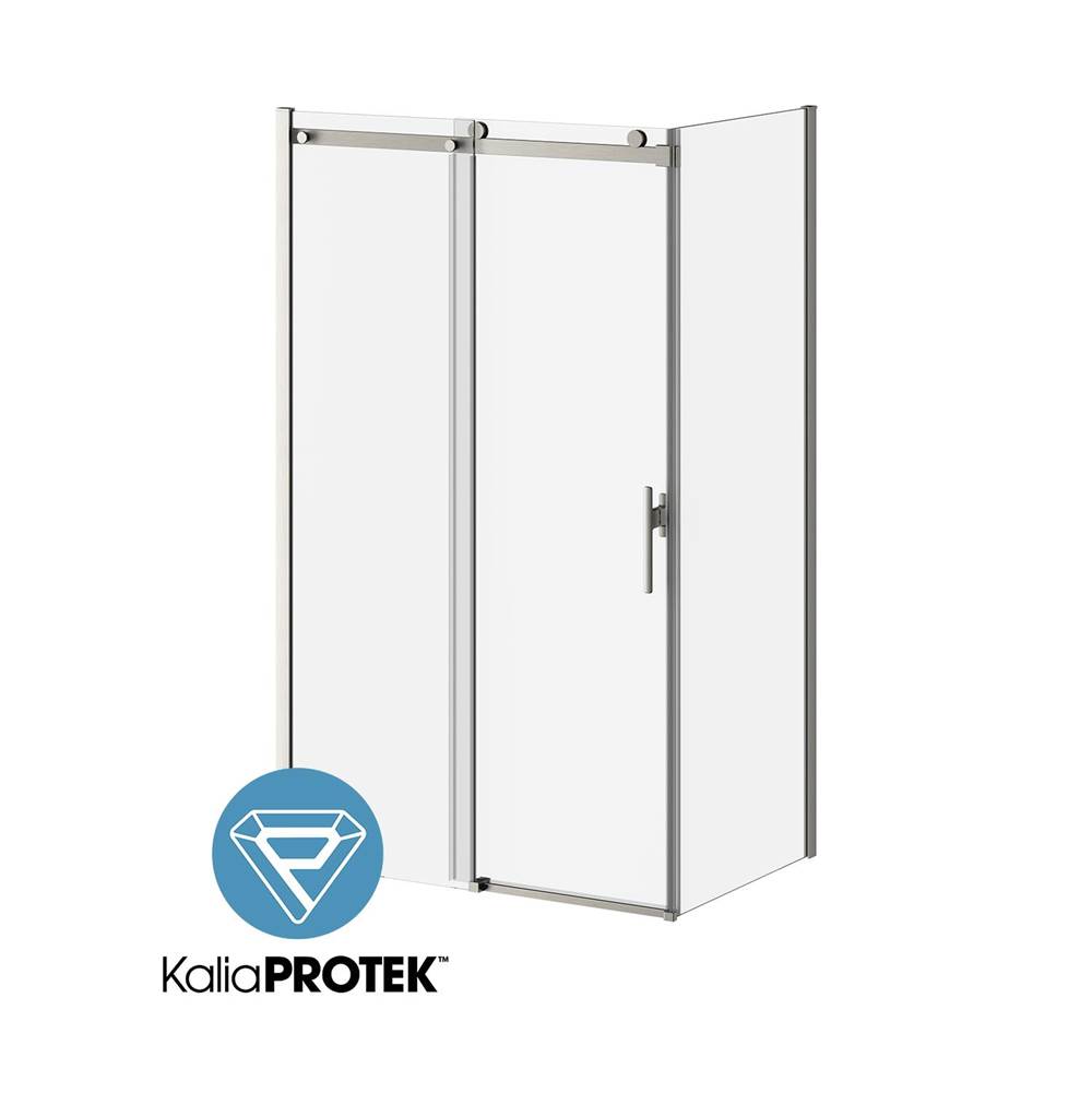 Kalia KONCEPT EVO with KaliaProtek™ 48''x77'' Sliding Shower Door Duraclean Glass with Film 32'x77'' Duraclean Glass Return Panel for Corner Installation (Right Opening) Brushed Nickel