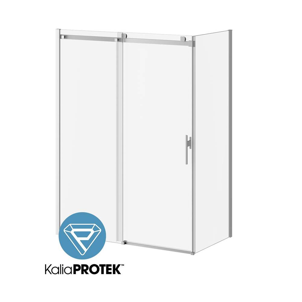 Kalia KONCEPT EVO with KaliaProtek™ 60''x77'' Sliding Shower Door Duraclean Glass with Film 32''x77'' Duraclean Glass Return Panel for Corner Installation (Right Opening) Chrome