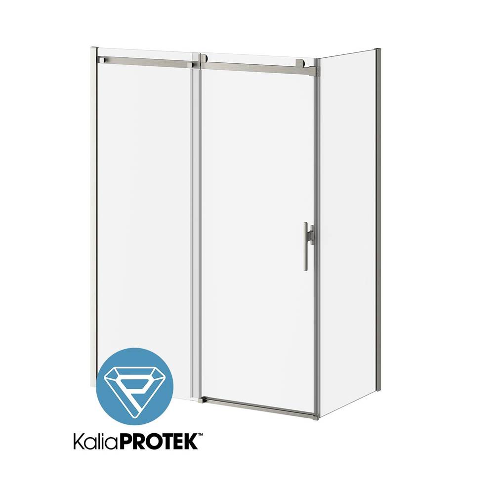 Kalia KONCEPT EVO with KaliaProtek™ 60''x77'' Sliding Shower Door Duraclean Glass with Film 32'x77'' Duraclean Glass Return Panel for Corner Installation (Right Opening) Brushed Nickel