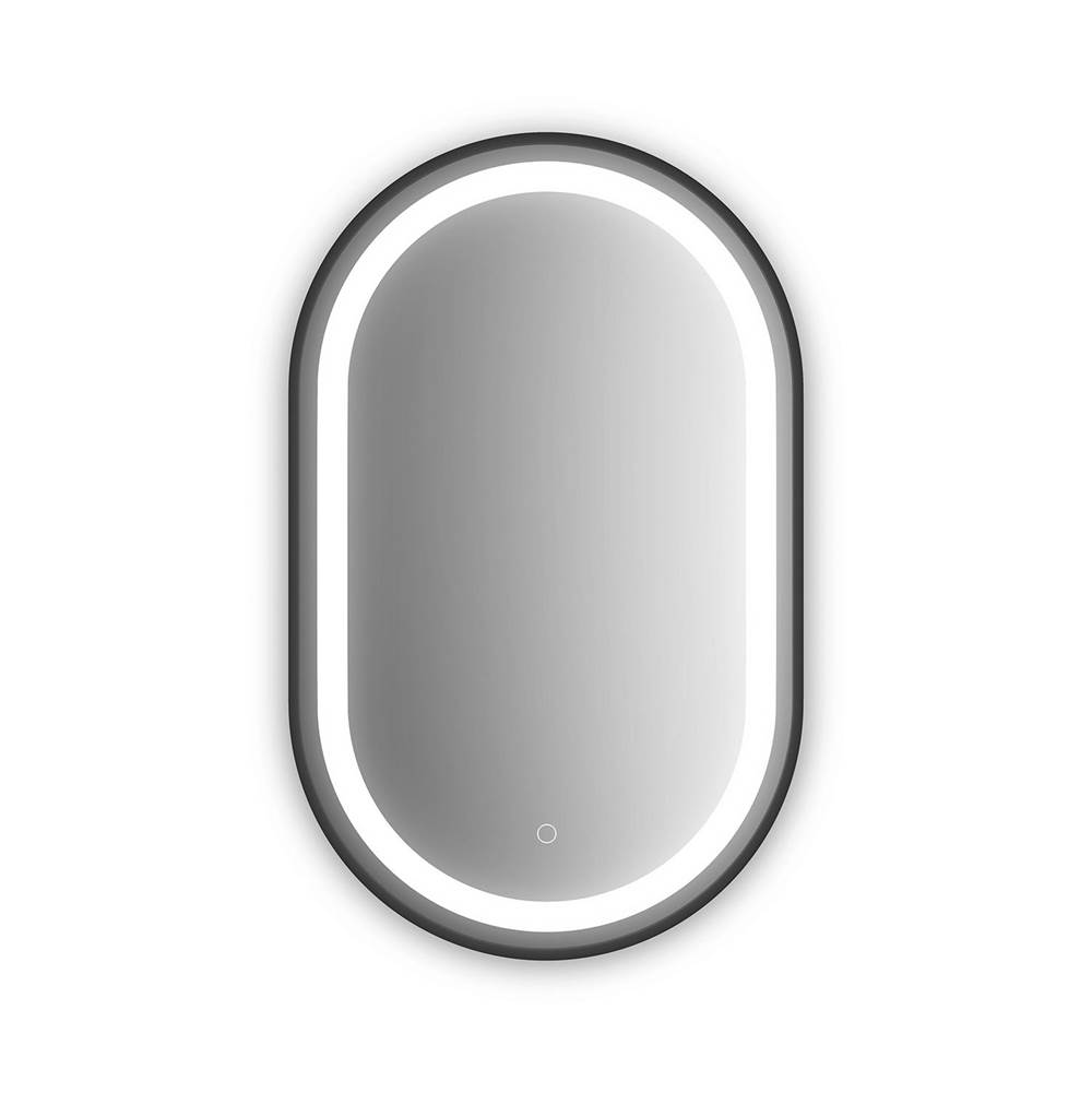 Kalia EFFECT Oblong LED Illuminated Oblong Shape Black Frame Mirror with Frosted Strip and Touch-Switch for Color Temperature Control 20 x 32 x 1.75