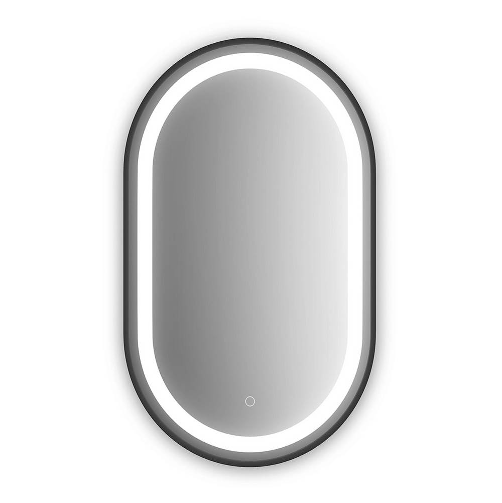 Kalia EFFECT Oblong LED Illuminated Oblong Shape Black Frame Mirror with Frosted Strip and Touch-Switch for Color Temperature Control 22 x 38 x 1.75
