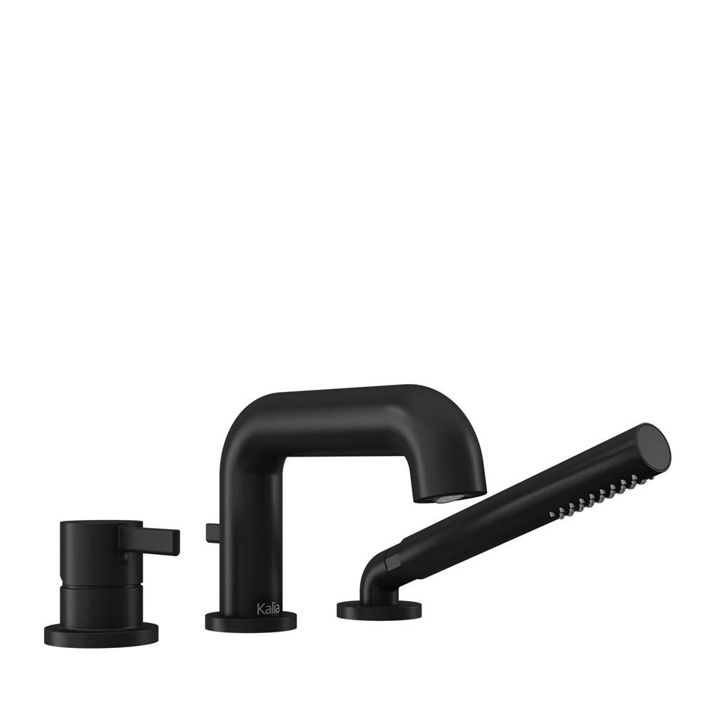 Kalia SPEC BASICO™ 3-Piece Deckmount Tub Filler with Handshower - Cartridge Included Without Rough-In - Matte Black