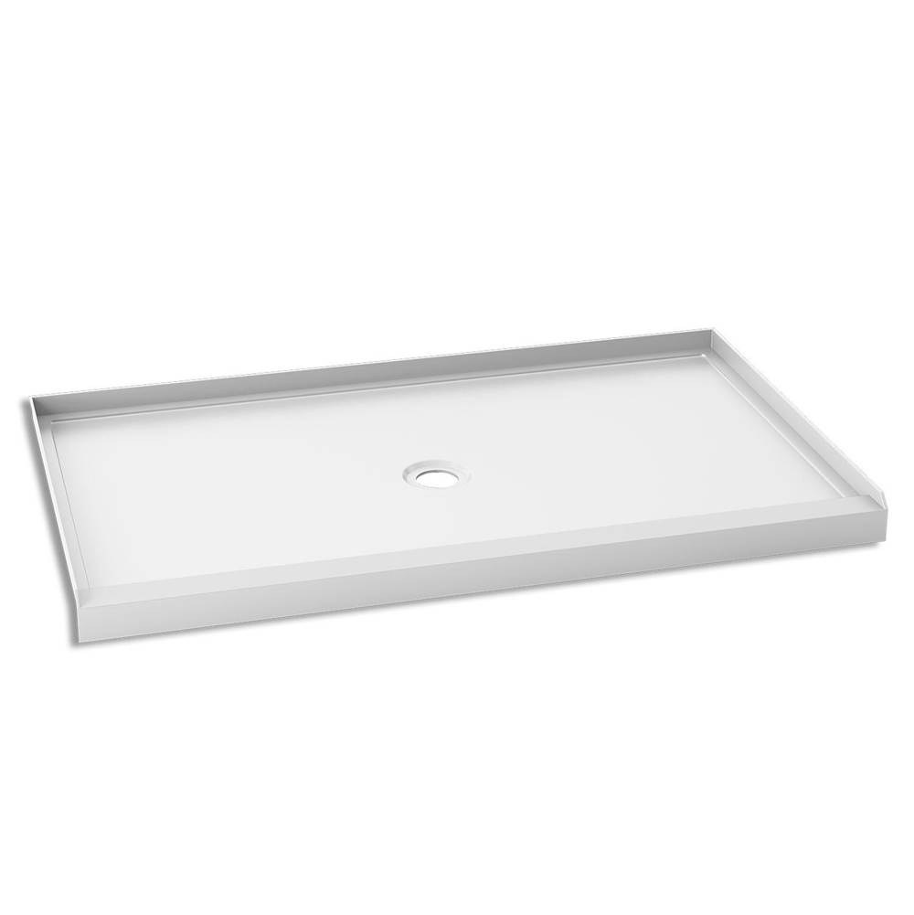 Kalia SPEC KONCEPT™ 60x36 Rectangular Acrylic Shower Base 60x36 with Central Drain and Integrated Tiling Flanges on 3 Sides