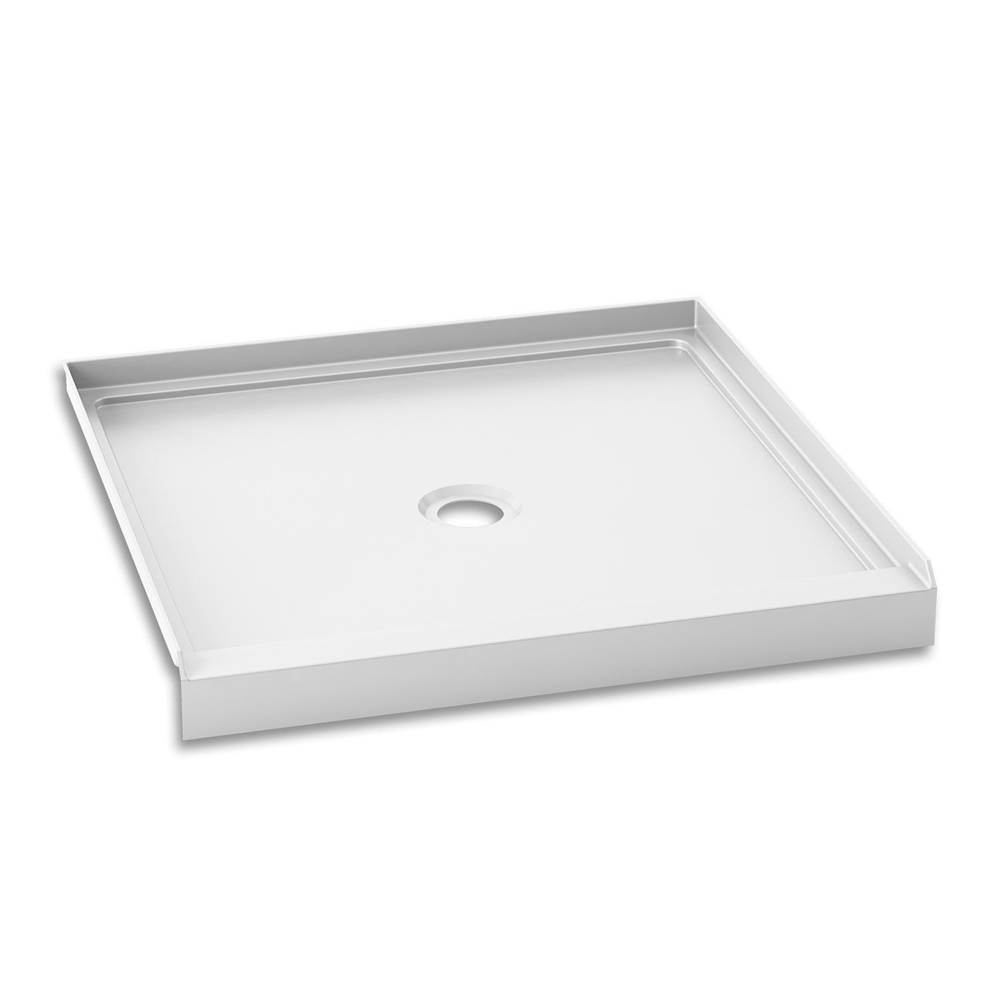 Kalia SPEC KONCEPT™ 36x36 Square Acrylic Shower Base 36x36 with Central Drain and Integrated Tiling Flanges on 3 Sides