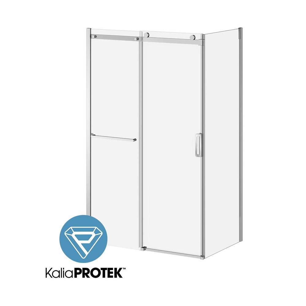 Kalia SPEC K3 - KaliaProtek protective film - 48 x 77'' sliding shower door with 32'' return panel and towel bar - Chrome