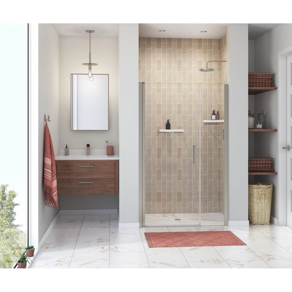 Maax Canada Manhattan 43-45 x 68 in. 6 mm Pivot Shower Door for Alcove Installation with Clear glass & Round Handle in Brushed Nickel