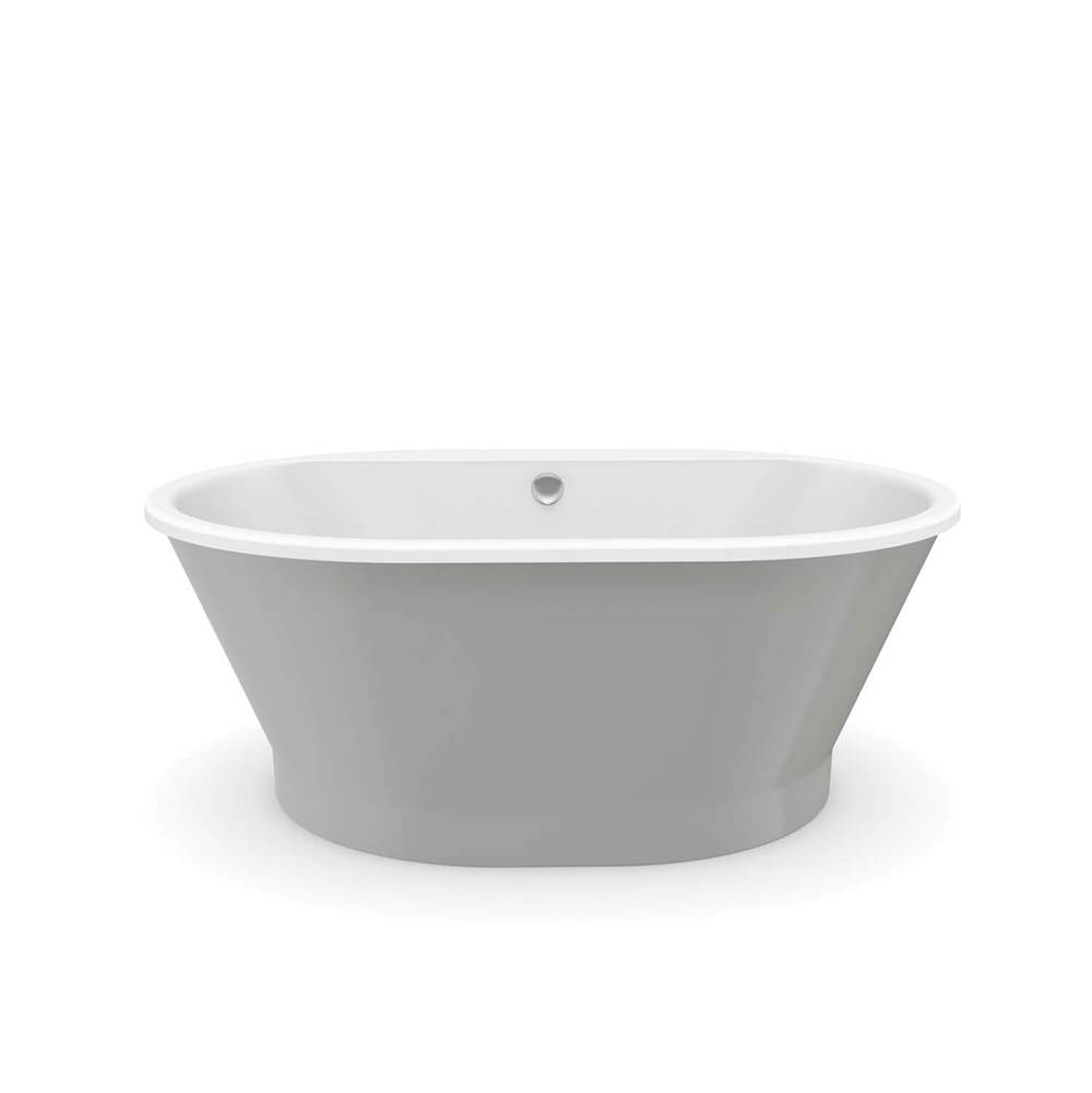 Maax Canada Brioso 6636 AcrylX Freestanding Center Drain Bathtub in White with Sterling Silver Skirt