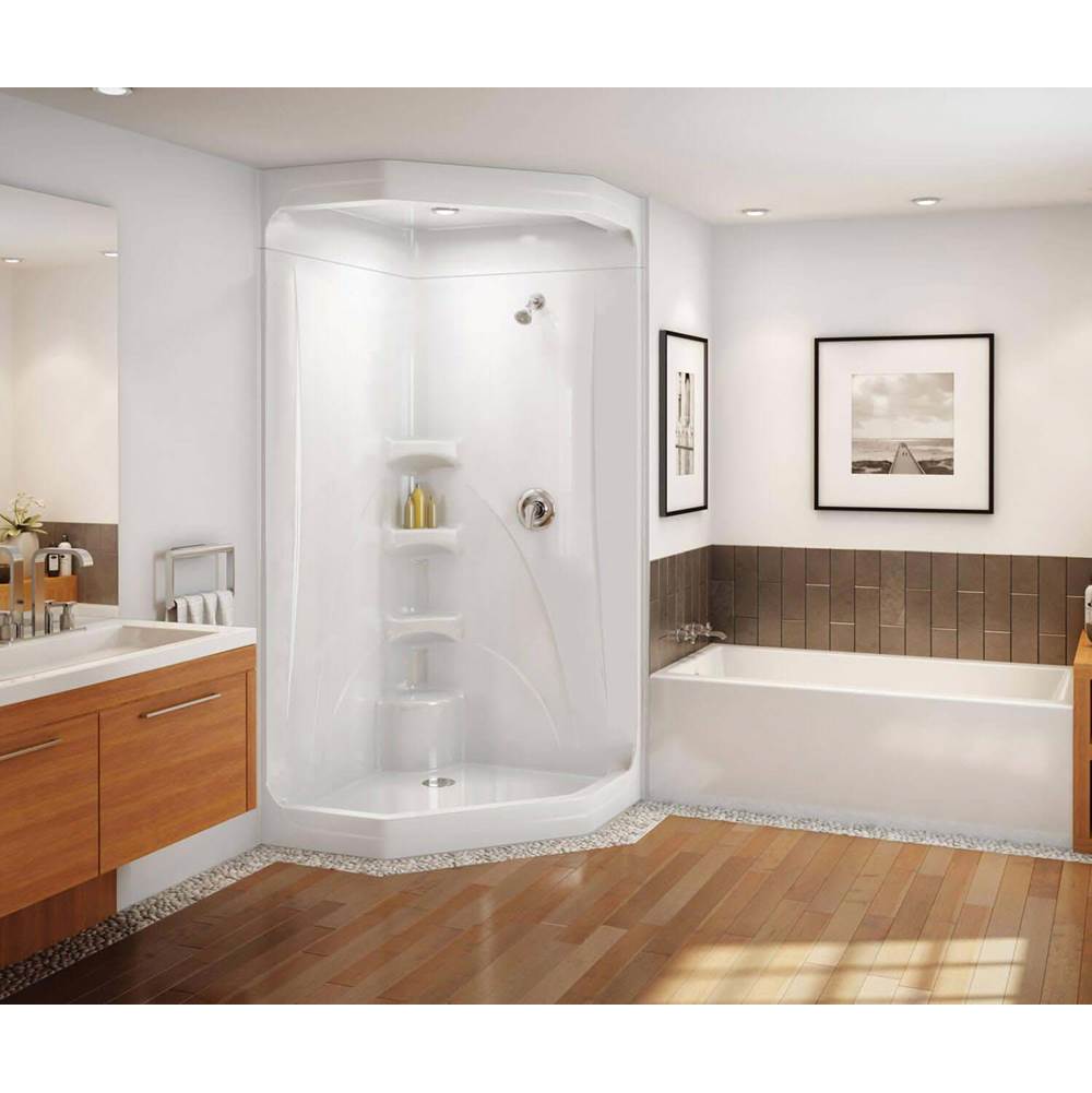 Maax Canada Brio II 39.5 in. x 39.5 in. x 77.75 in. 1-piece Shower with No Seat, Center Drain in White