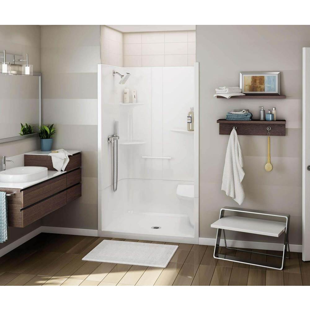 Maax Canada Allia 48 in. x 34.5 in. x 79 in. 2-piece Shower with Left Seat, Center Drain in White