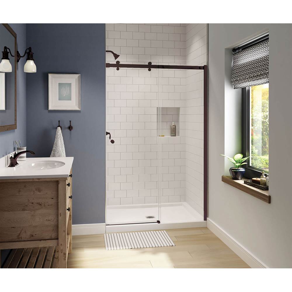 Maax Canada Luminescence 44.5-47 in. x 70.5 in. Sliding Alcove Shower Door with Clear Glass in Dark Bronze