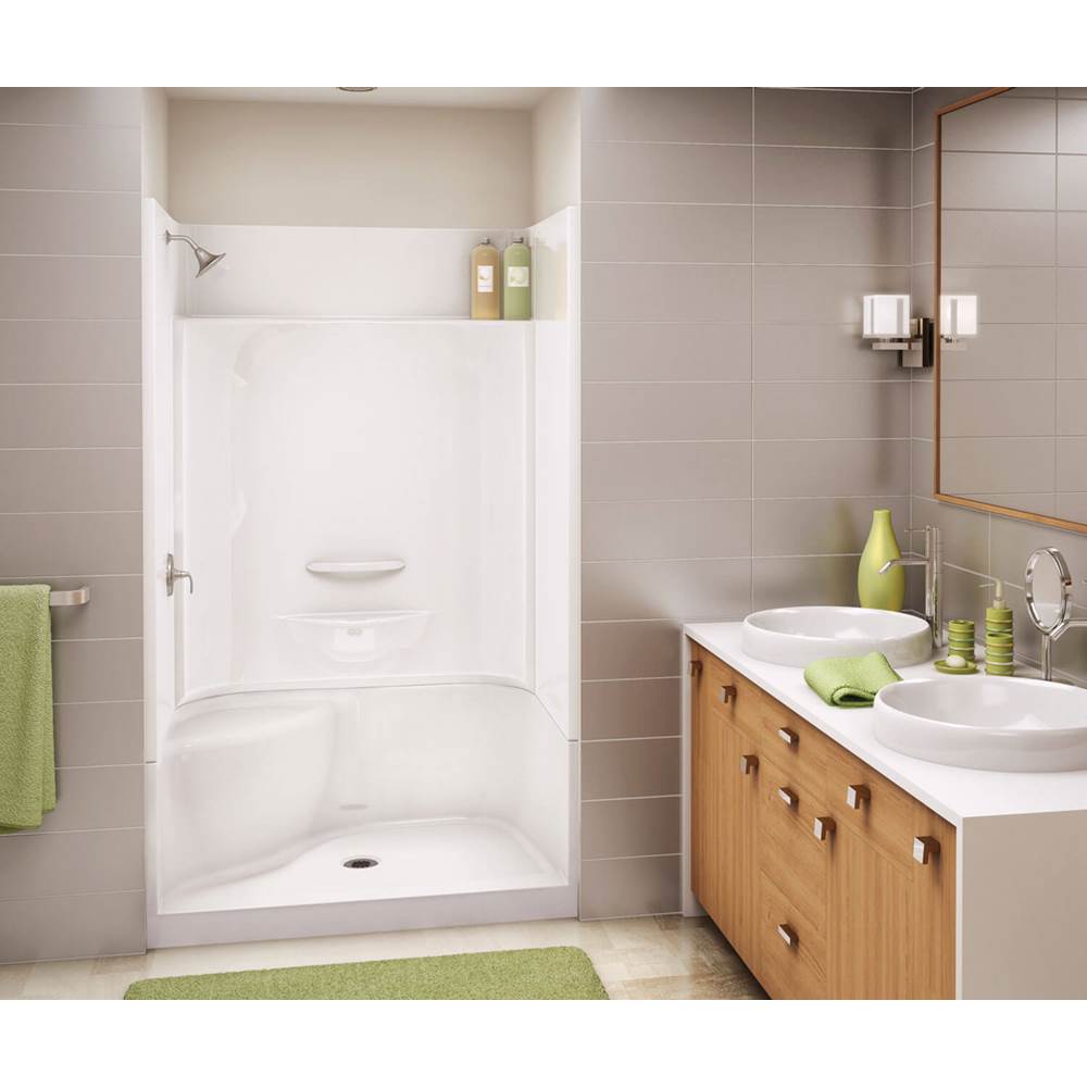 Maax Canada SPS 47.875 in. x 33.625 in. x 20.125 in. Rectangular Alcove Shower Base with Right Seat, Center Drain in White