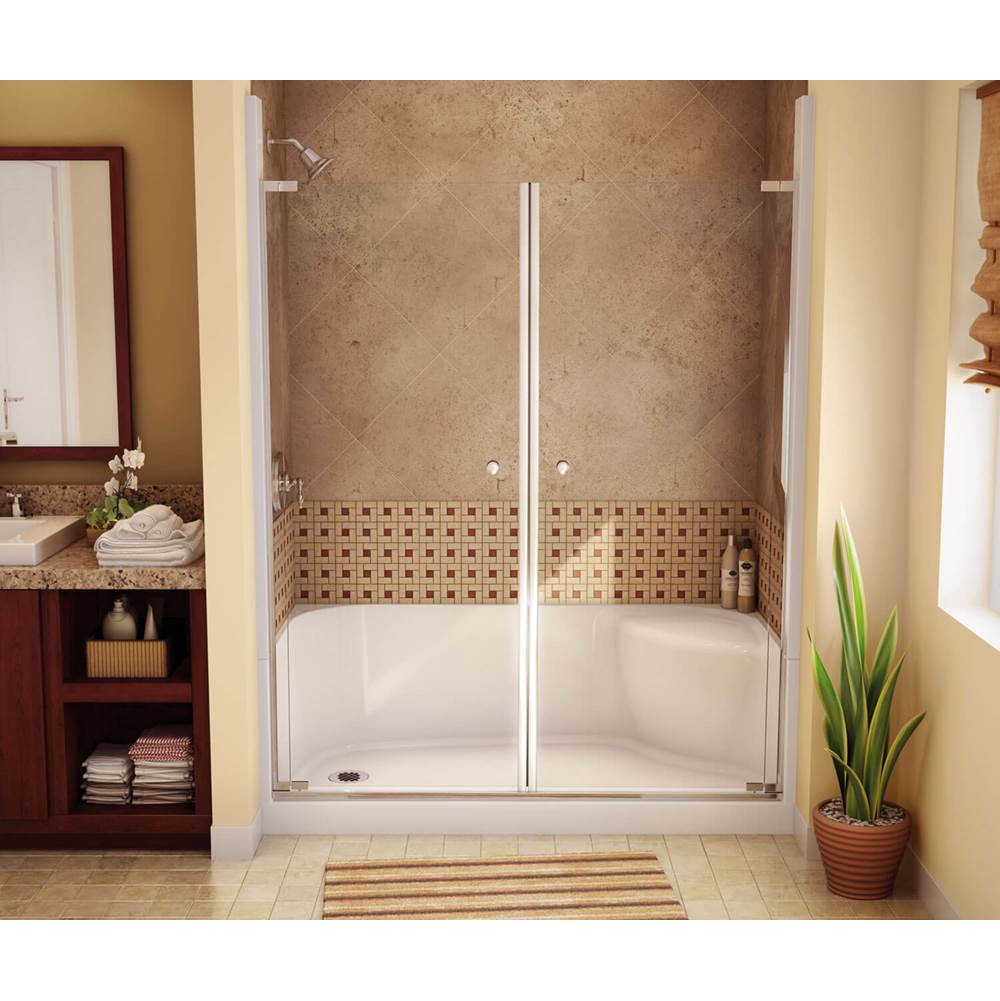Maax Canada SPS 59.875 in. x 30 in. x 20.125 in. Rectangular Alcove Shower Base with Right Seat, Left Drain in White