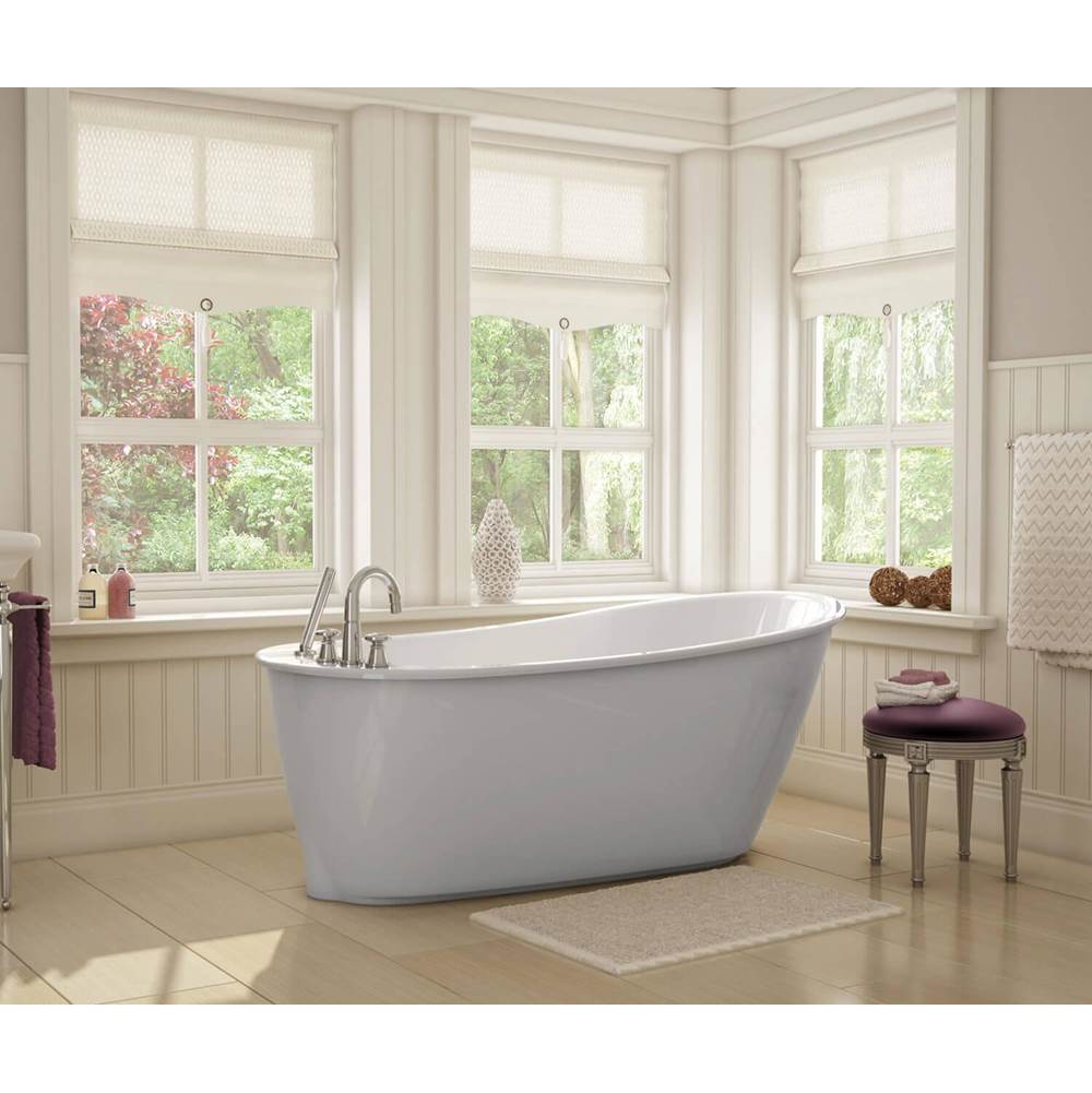 Maax Canada Sax 6032 AcrylX Freestanding End Drain Bathtub in White with Sterling Silver Skirt