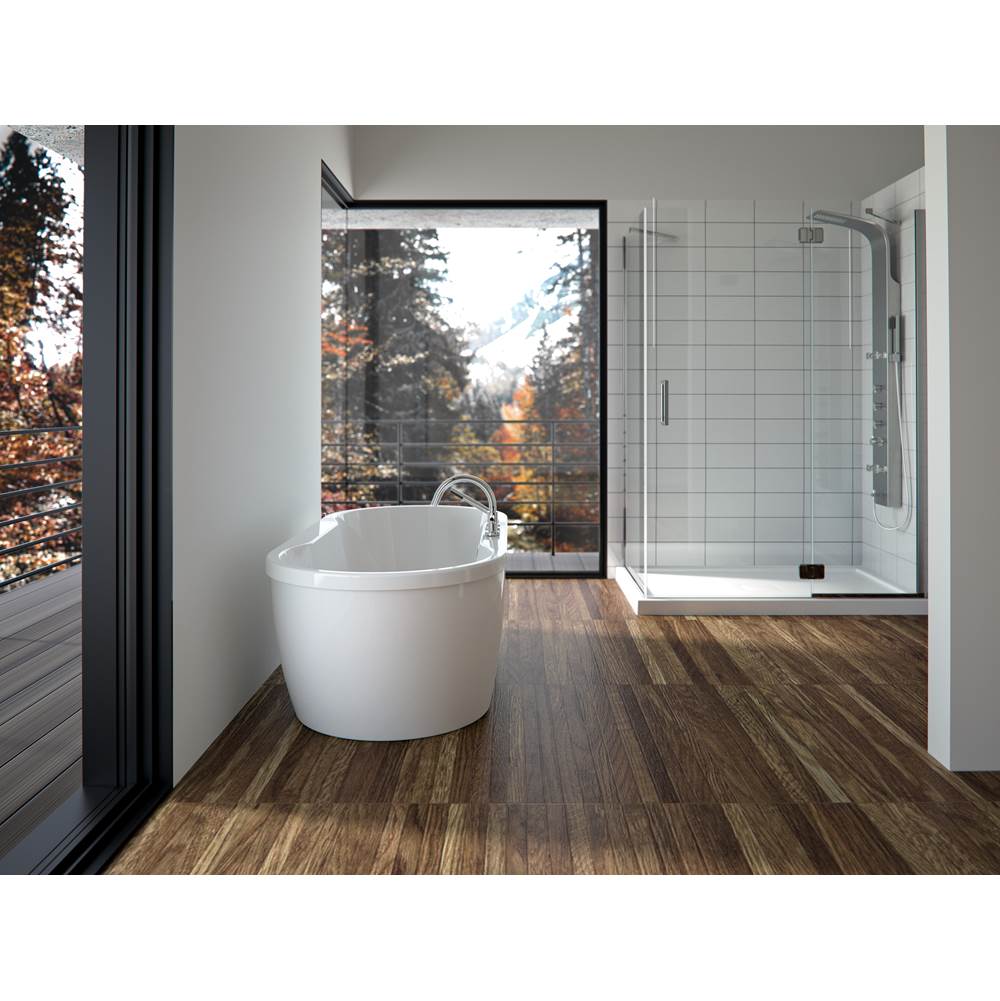 Neptune Rouge Canada Freestanding Two Pieces Berlin 32X60, With Chrome Drain And Removable Overflow Cover, White