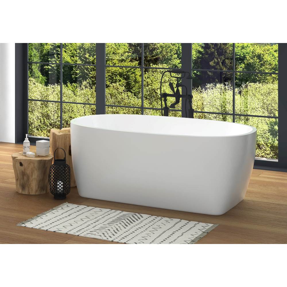 Oceania Chilko 57 x 34, Freestanding Soaking Bathtub, Glossy White