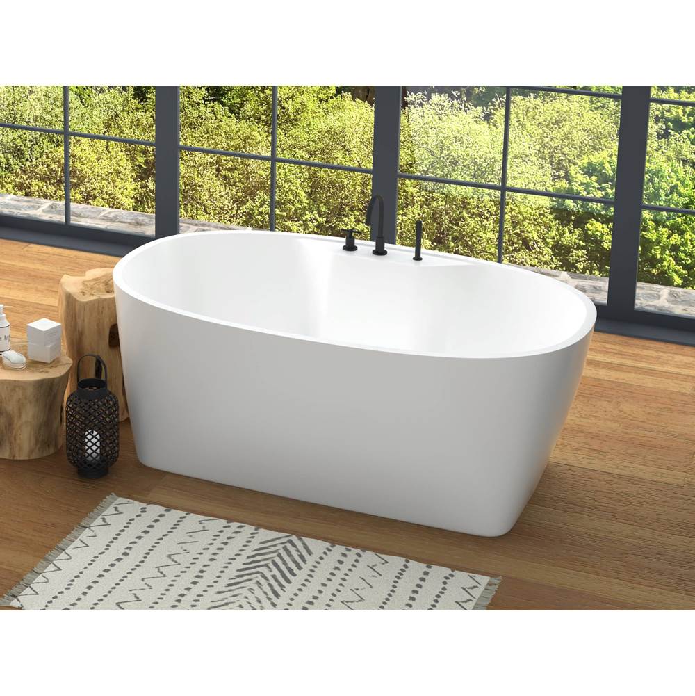 Oceania Chilko 64 x 36, Freestanding Soaking Bathtub, Glossy White