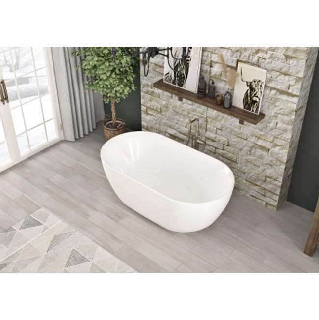 Oceania Minto Freestanding 65 x 34, Soaking Bathtub, Glossy White