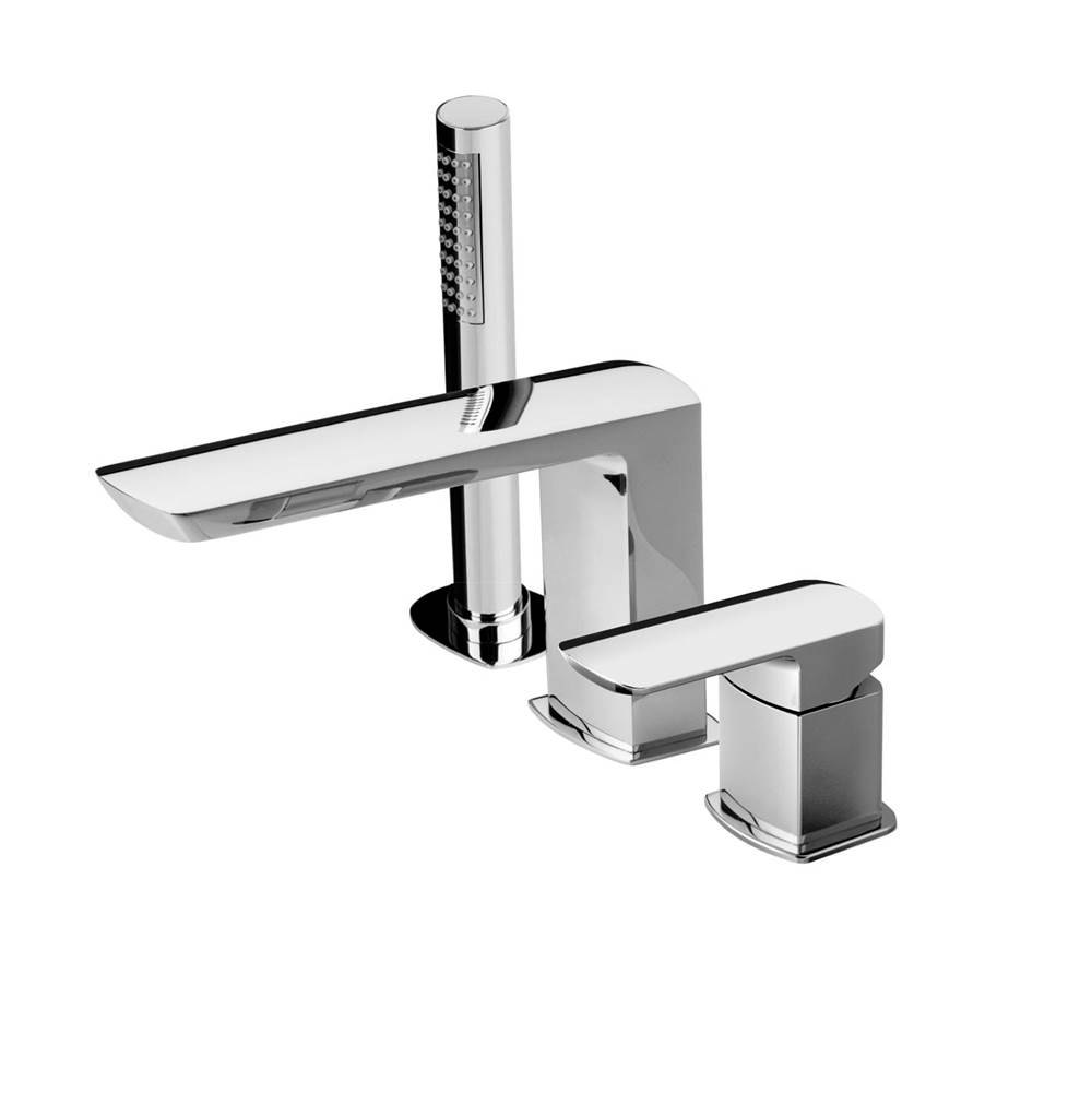 Palazzani MIS - Deck mounted bath-shower mixer 3 holes, complete with diverter spout, handshower and flexible Gliss 59''. 