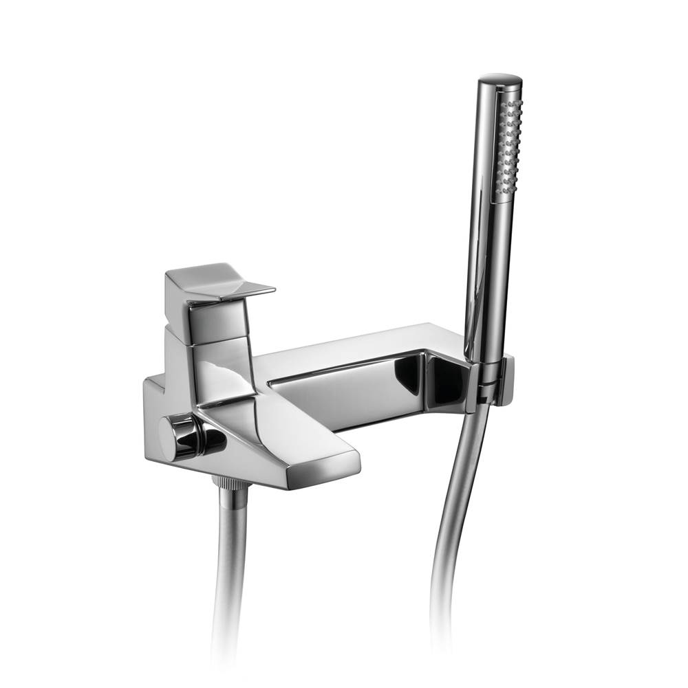 Palazzani CLACK - Single lever wall mounted bath faucet with diverter for handshower and 59'' flexible hose.